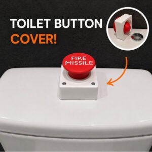 Funny Fire Missile Toilet Flush Button Cover | Novelty Bathroom Accessory
