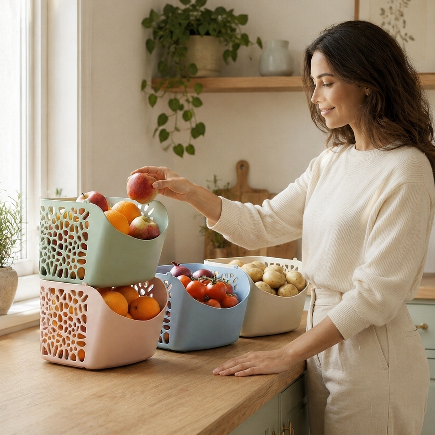 Stackable Storage Basket – Kitchen, Pantry & Home Organiser